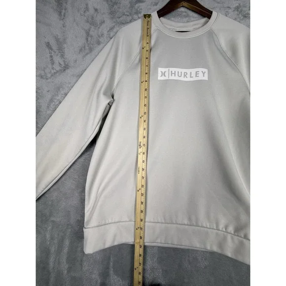 Hurley Sweatshirt Mens Large Cream Beige Crewneck Fleece Retro Surfer Pullover - Picture 3 of 10